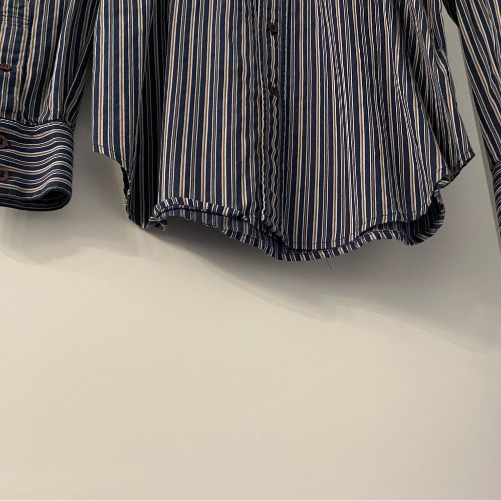 Guess | Pinstriped Black and White Button Down Shirt | Men’s Size Medium - Picture 5 of 10